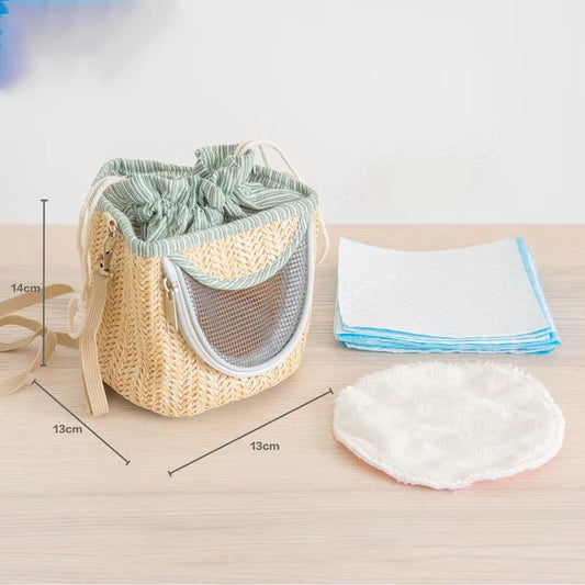 Parrot Cage Go Out with Straw Woven Peony Bird Small Pet Backpack Portable Breathable Outer Cage Bird Supplies Bird Cages