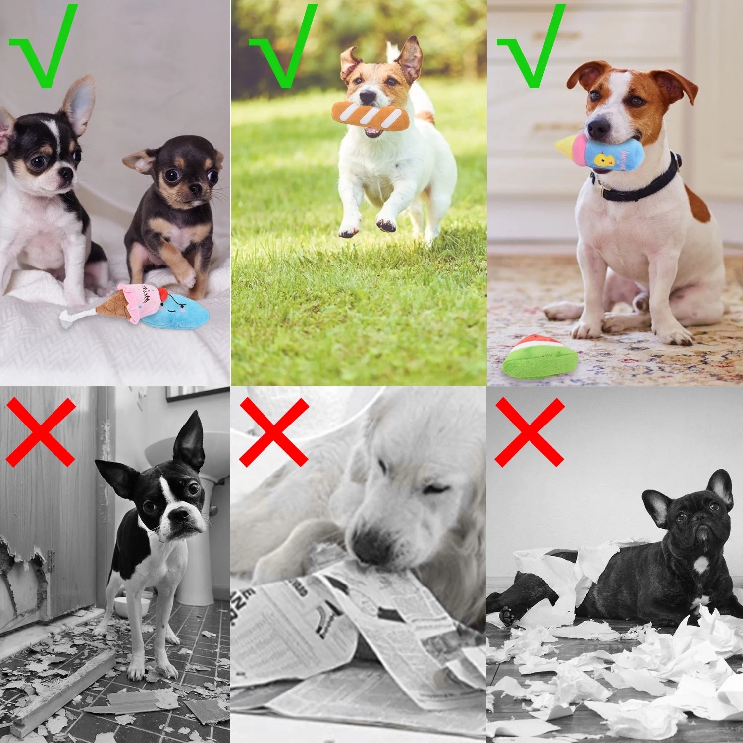 12PCS Dog Squeaky Toys Cute Cartoon Dog Teething Toy Pet Plush Toy for Puppies