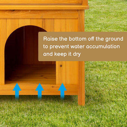 2-Story Wooden Feral Cat House Dog House for Outdoor and Indoor, Pet House with Stairs, Yellow Dog Crate Dogs Pool Tent Outdoor