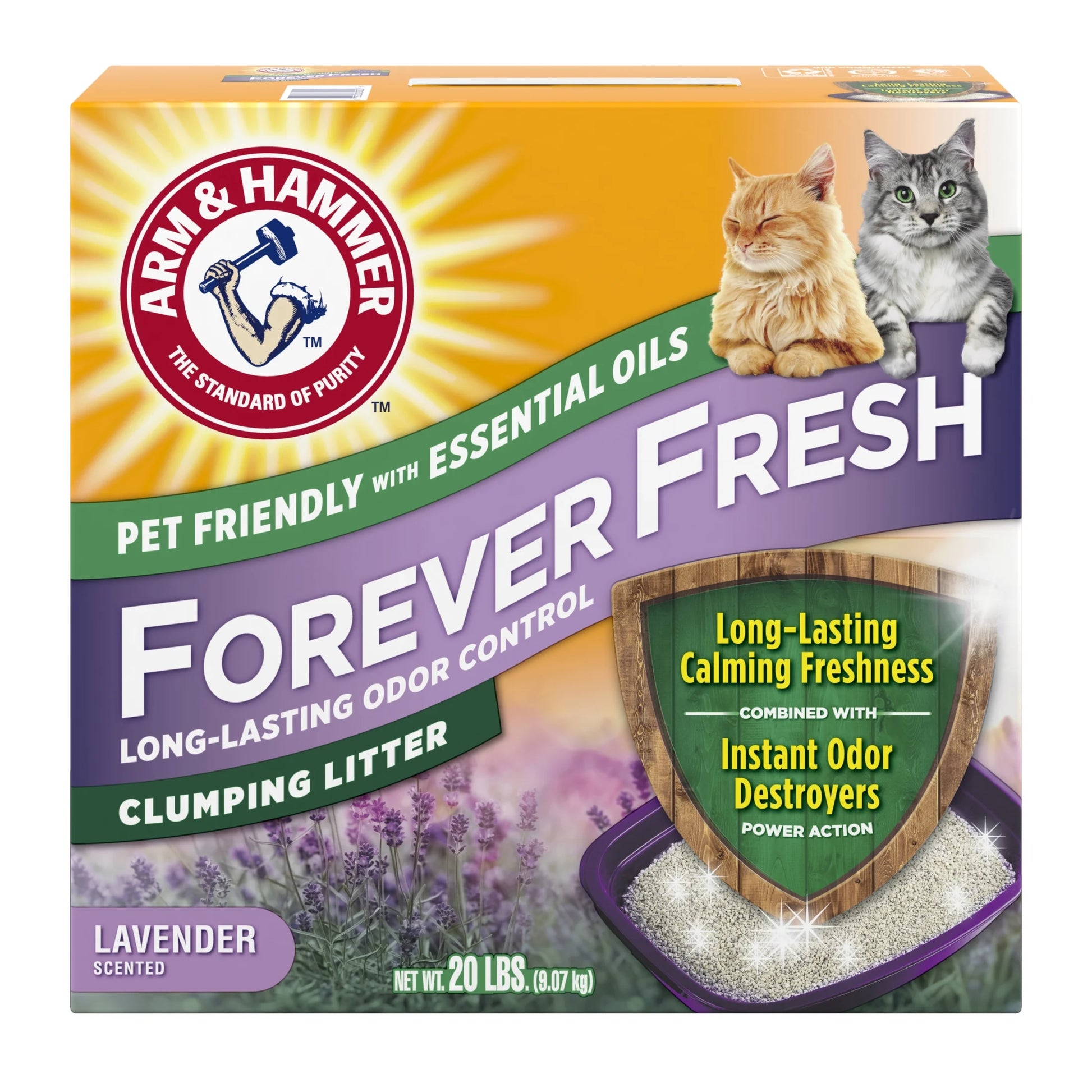 (4 Pack)  Forever Fresh Clumping Cat Litter, Lavender Essential Oils, Multi-Cat, 20 Lb