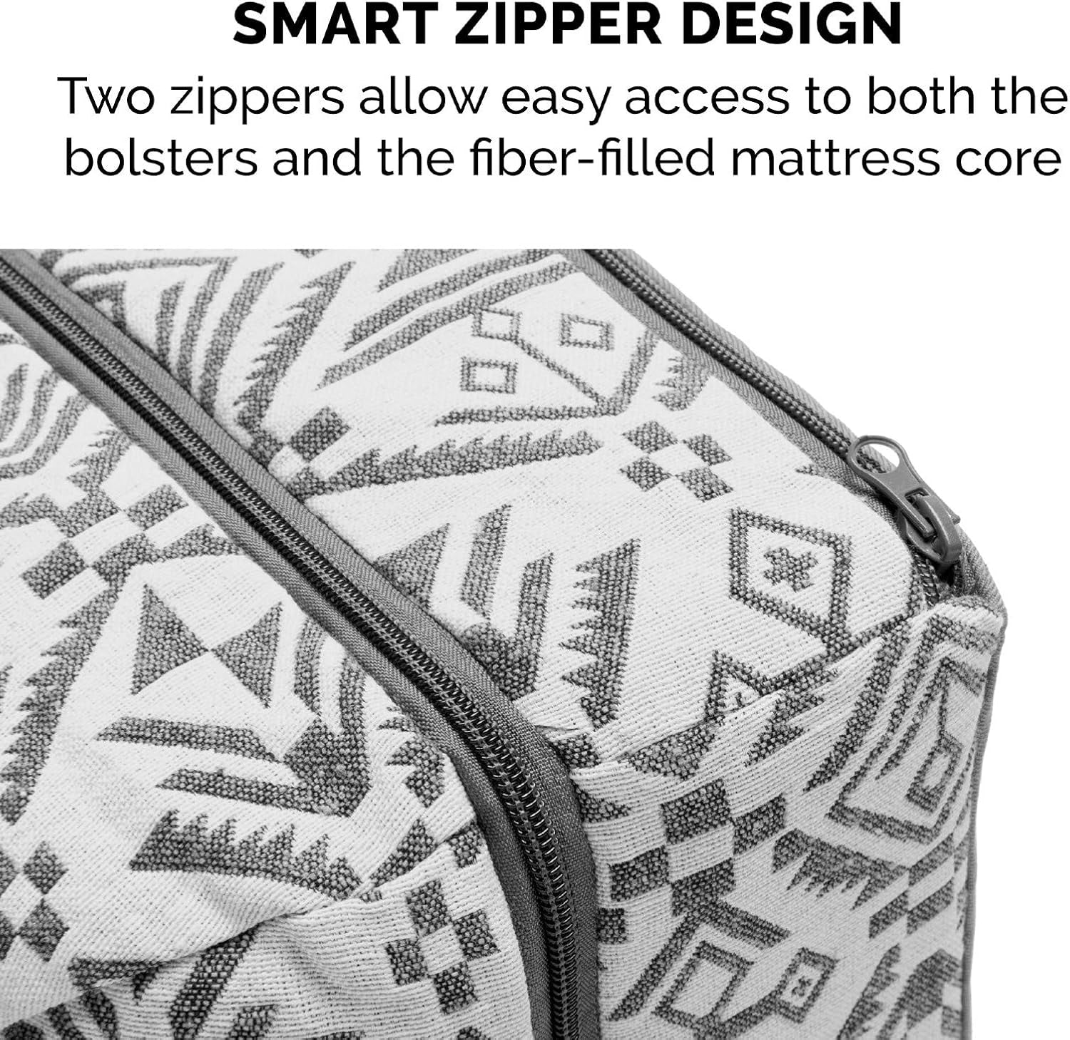Pillow Dog Bed for Medium/Small Dogs W/ Removable Bolsters & Washable Cover - Plush & Southwest Kilim Woven Decor Sofa - Boulder Gray, Medium