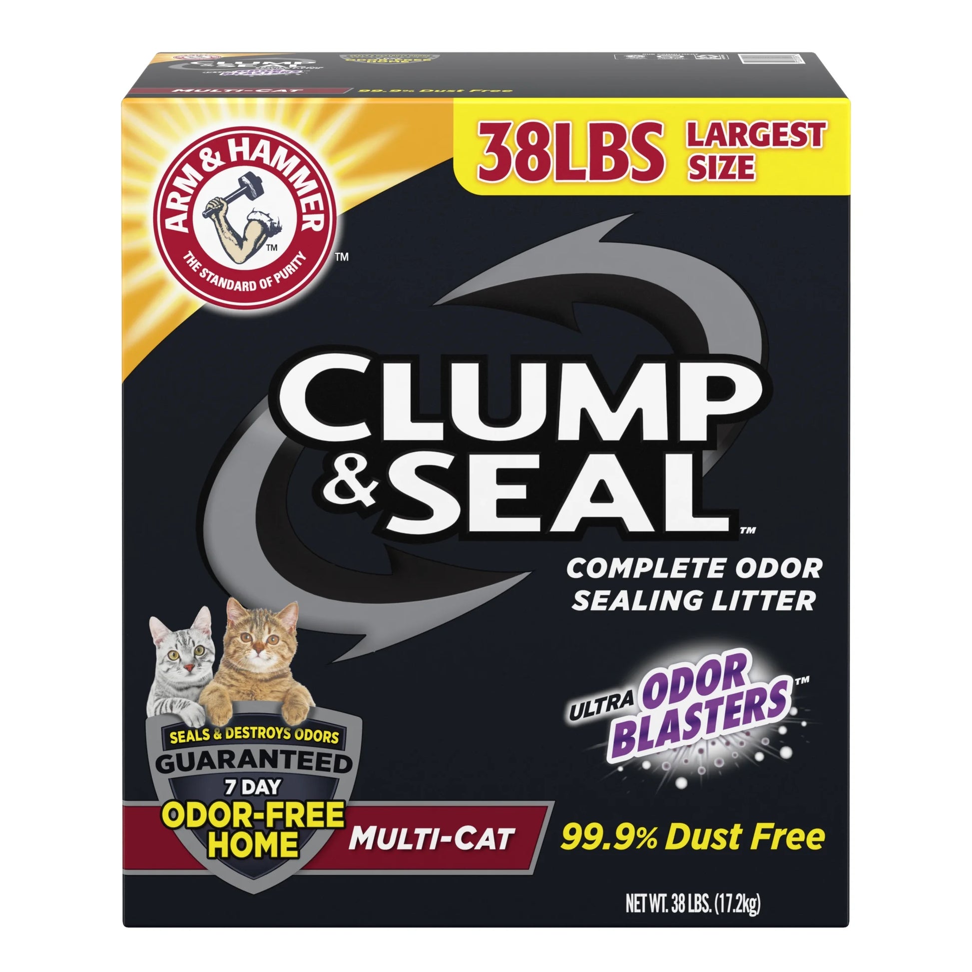 (2 Pack)  Clump & Seal Cat Litter Multi-Cat Complete Odor Sealing Clay Clumping Cat Litter, 38 Lb