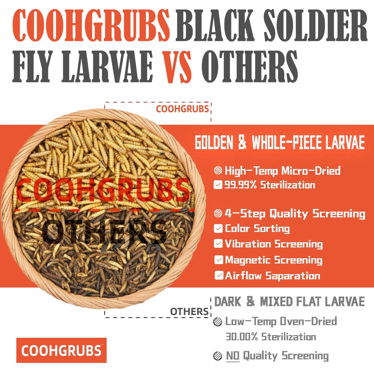 Dried Black Soldier Fly Larvae for Chickens, High-Calcium 85X More than Mealworms Bird Treat, 5-Lb Box
