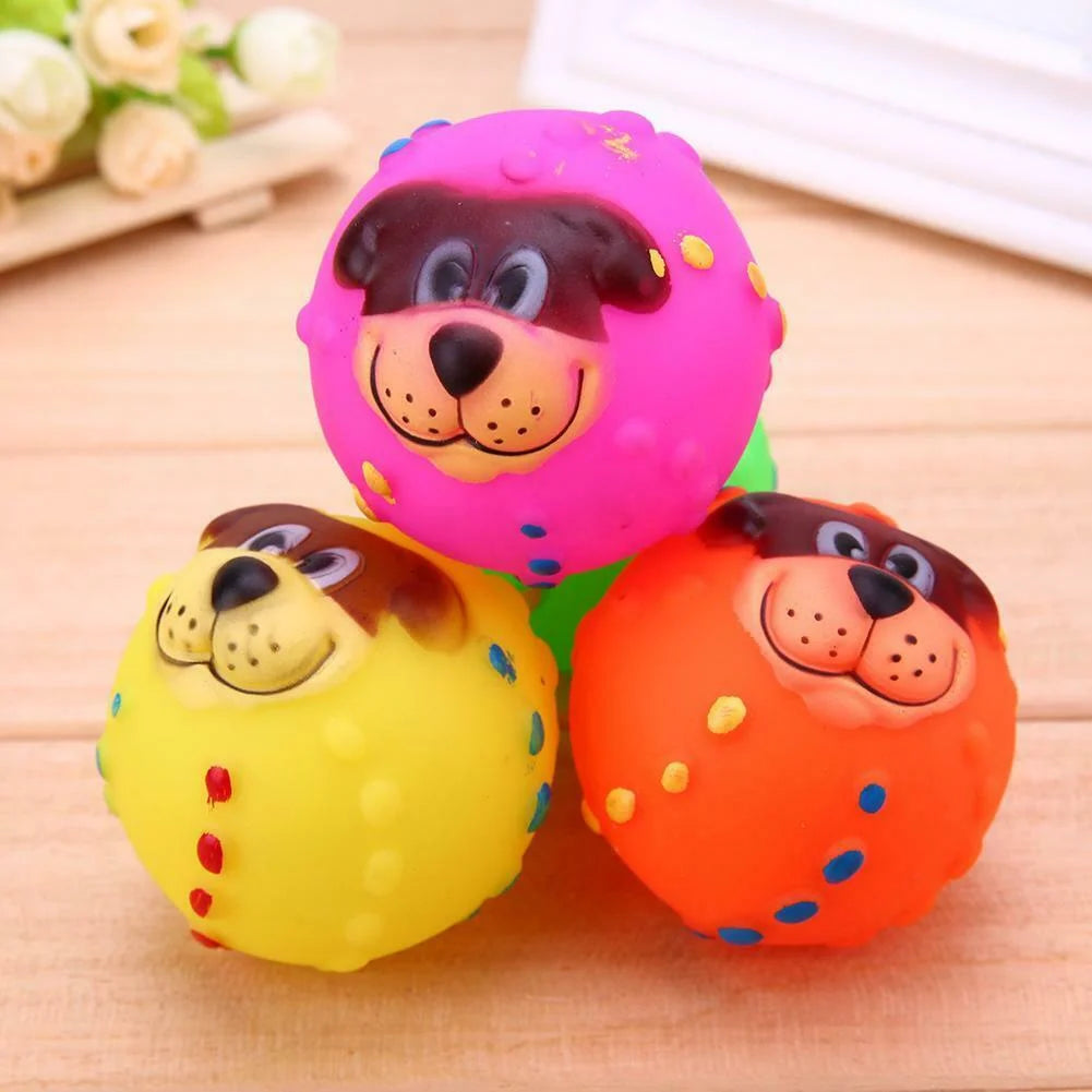 1PC Latex Dog Squeaky Toys Rubber Soft Dog Toys Chewing Squeaky Teething Toy Fetch Play Balls Toy for Puppy Small Medium Pets Dog Ball Bouncy Ball for Dogs Aggressive Chewers (Random Color)