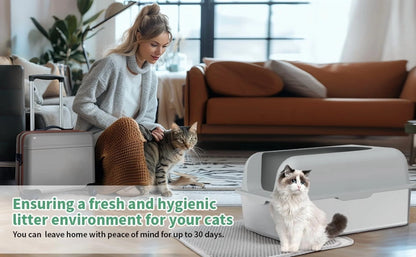 Stainless Steel Cat Litter Boxes with Lid High Wall Sides Enclosure for Small Mulit Big Cat