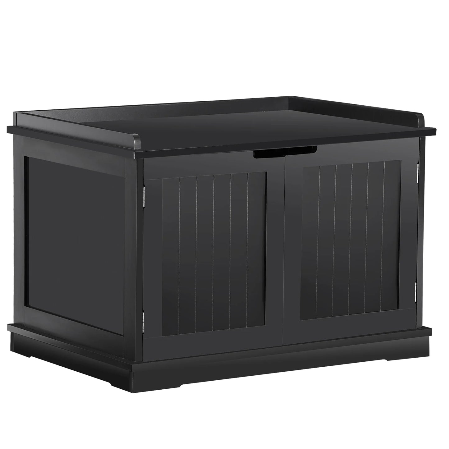 Multi-Functional Cat Washroom Bench Hidden Cat Litter Box Enclosure Furniture Black