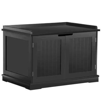 Multi-Functional Cat Washroom Bench Hidden Cat Litter Box Enclosure Furniture Black