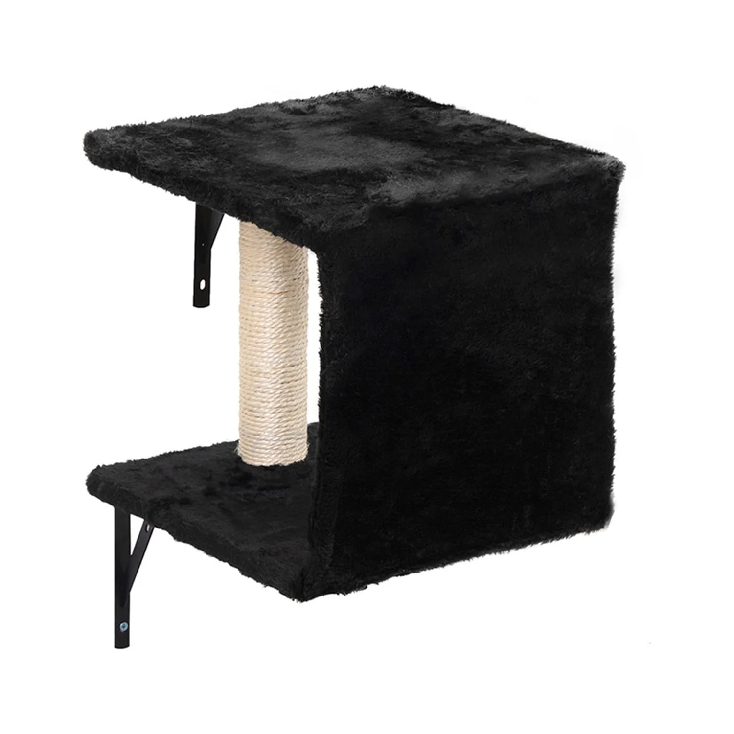 Cat Wall Shelves and Perches Set, Cat Tower for Adult Cats Mounted Cat Tree House for Indoor Cats Modern Furniture for Cat Sleeping Playing Lounging Climbing Cat Tree for Large, Black