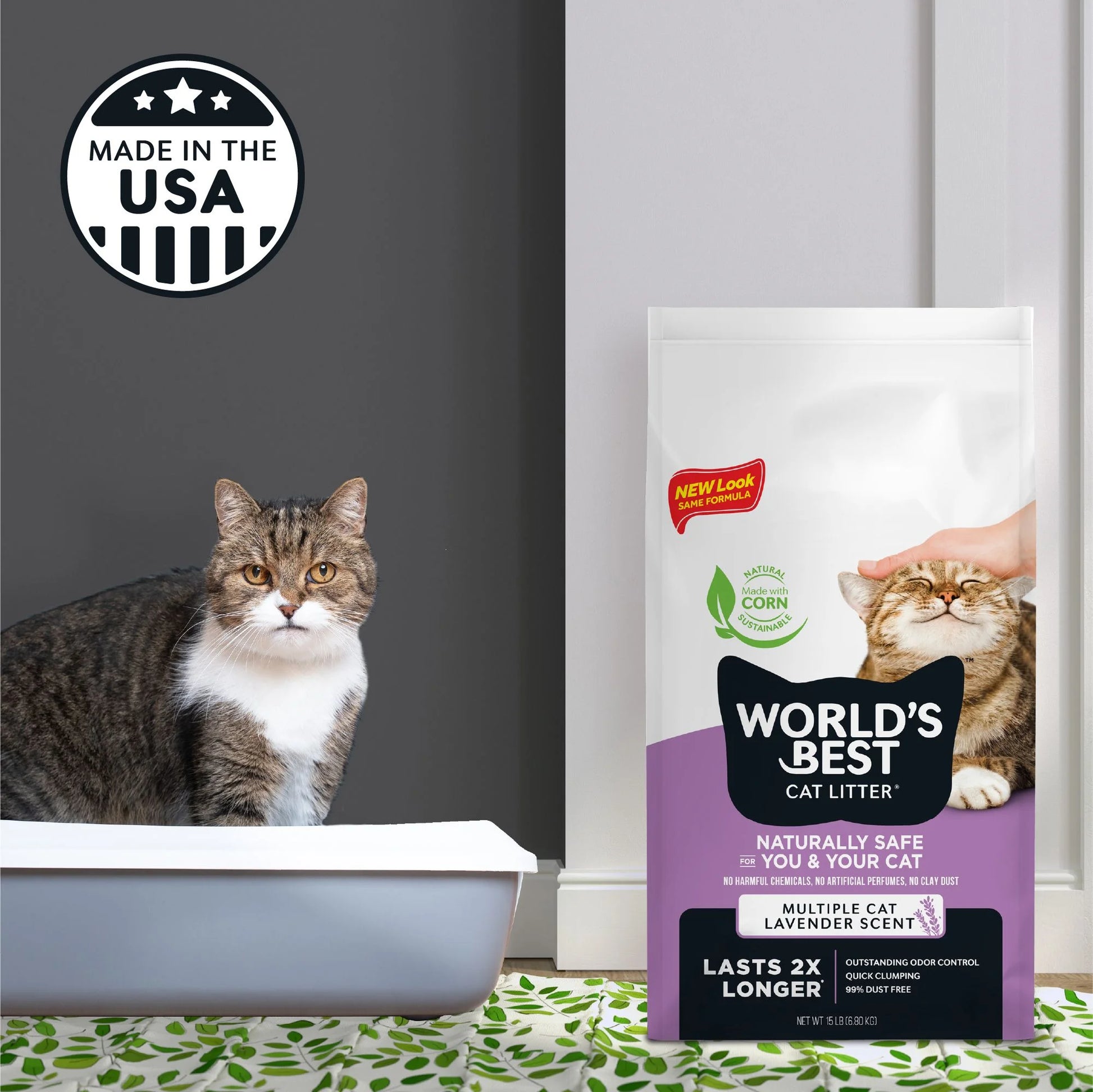 Multiple Cat Lavender Scented - Long-Lasting Odor Control, Natural Ingredients, Quick Clumping, Flushable, 99% Dust Free - Calming Fragrance - 28 Lb Bag