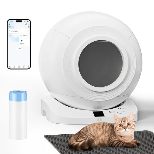 Self Cleaning Cat Litter Box, 65L XL Automatic Litter Box with APP Control, 120° Infrared Sensor Safety Protection & Odor Preventing, Multi-Cat Friendly