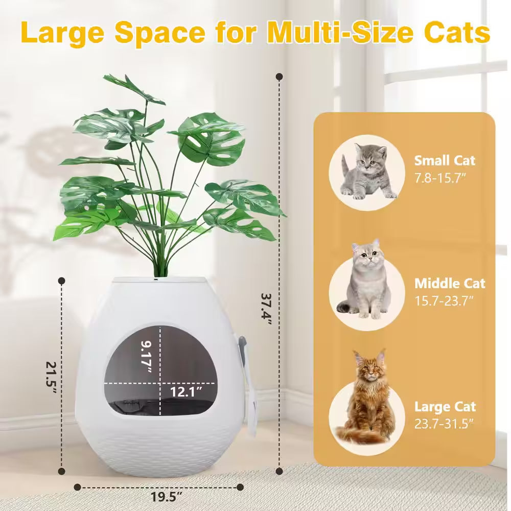 Cat Litter Box Plant Hidden with Smart Odor Removal System and Trap Mat