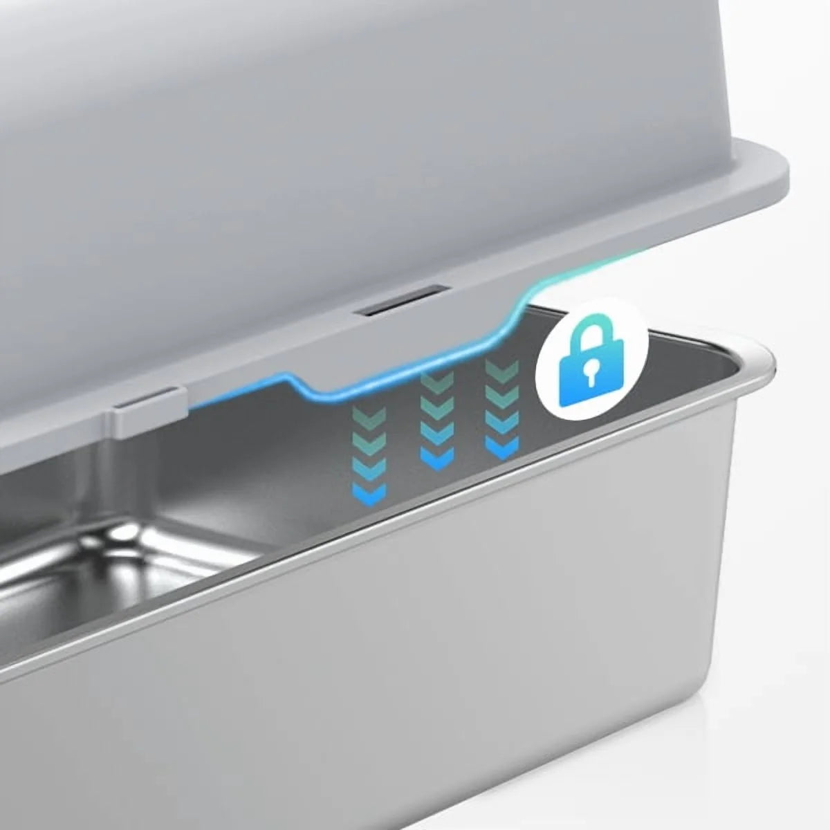 Stainless Steel Cat Litter Boxes with Lid High Wall Sides Enclosure for Small Mulit Big Cat