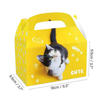 12PCS Cat Gift Bags Kitten Paper Goodie Candy Treat Bags for Kids Birthday Pet Adoption Cat Theme Party Decoration Supplies Favors Kitten Themed Goodie Bags