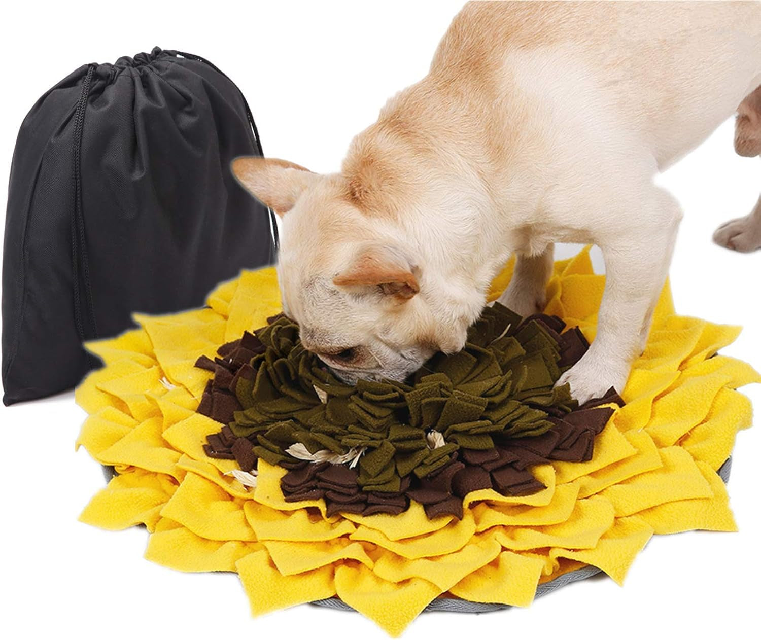 Snuffle Mat for Dog, Dog Puzzles for Smart Dogs, Interactive Dog Toys for Large Dogs, Anti-Choking Slow Food Training(Sunflower)