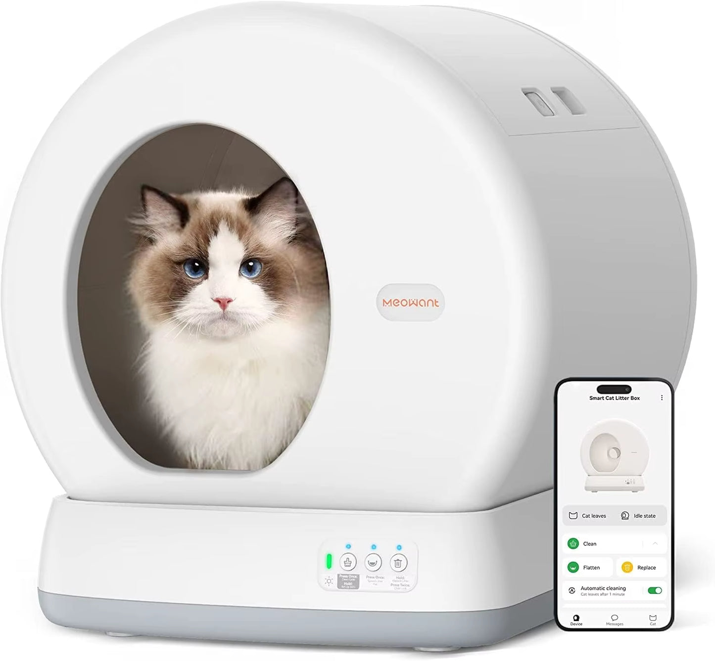 Christmas.Meowant Self-Cleaning Cat Litter Box, Integrated Safety Protection Automatic Cat Litter Box for Multi Cats,