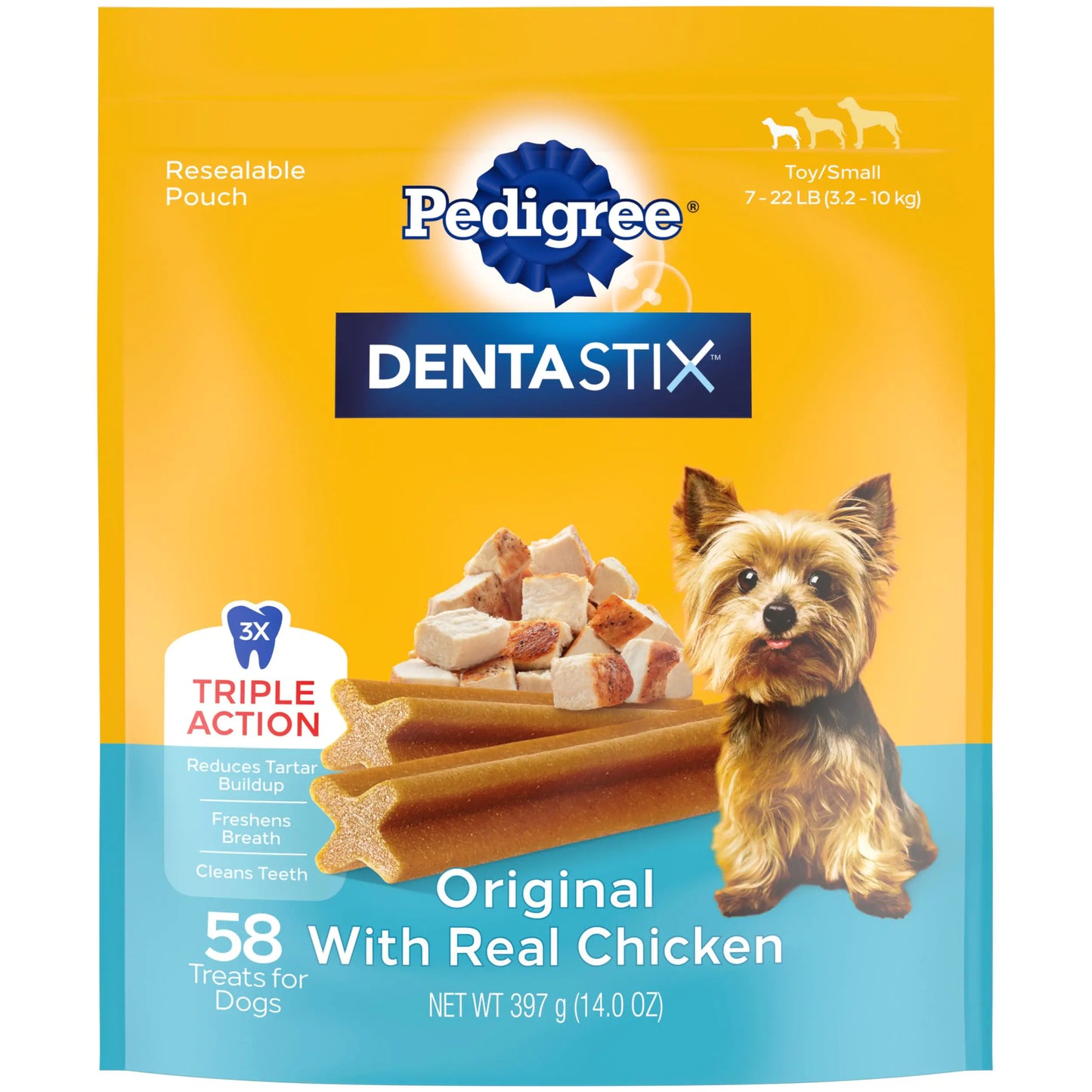PEDIGREE DENTASTIX Toy/Small Dog Dental Treats Original Flavor Dental Bones 14 oz. Pack (58 Treats)