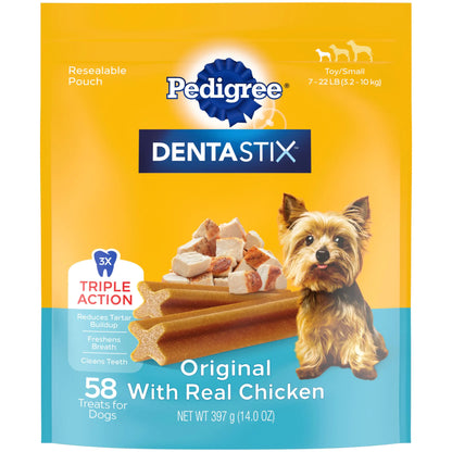PEDIGREE DENTASTIX Toy/Small Dog Dental Treats Original Flavor Dental Bones 14 oz. Pack (58 Treats)