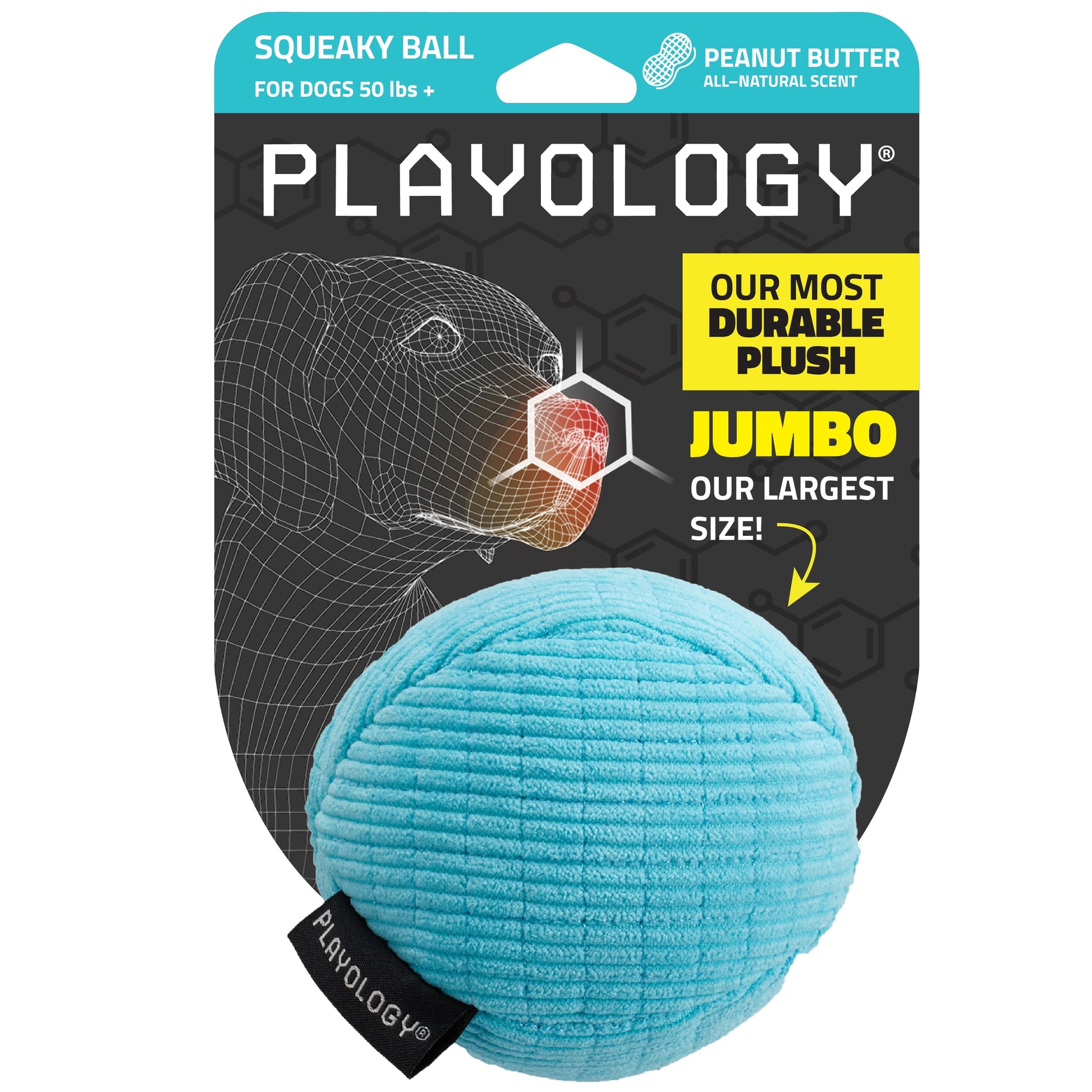 Dog Toys | Plush Squeaky Ball, Peanut Butter Scented Toy - Jumbo