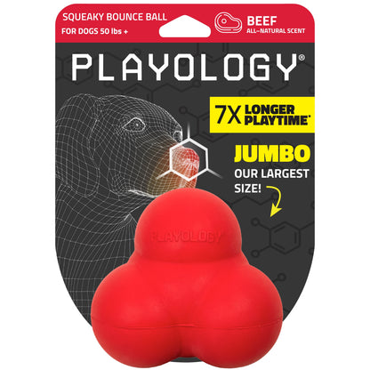 Dog Toys | Squeaky Bounce Ball, Beef Scented Chew Toy - Jumbo