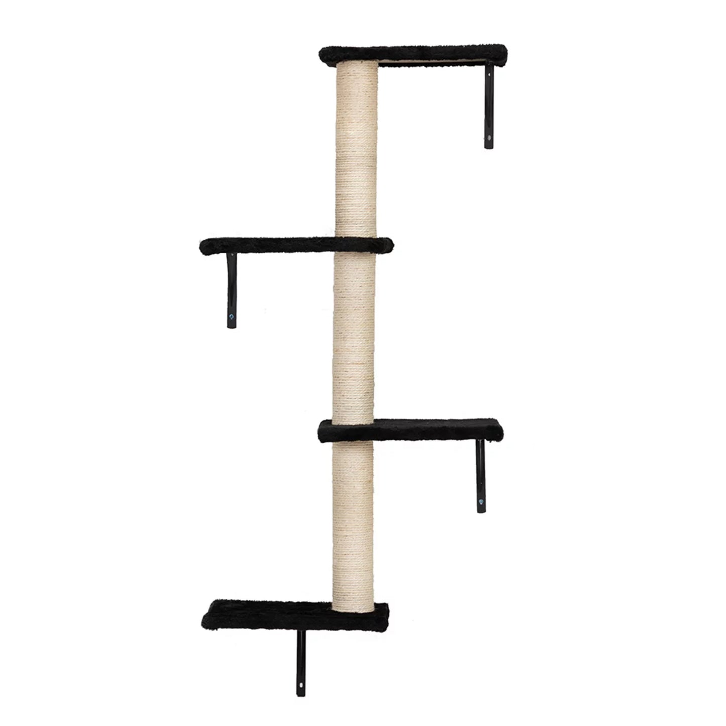 Cat Wall Shelves and Perches Set, Cat Tower for Adult Cats Mounted Cat Tree House for Indoor Cats Modern Furniture for Cat Sleeping Playing Lounging Climbing Cat Tree for Large, Black