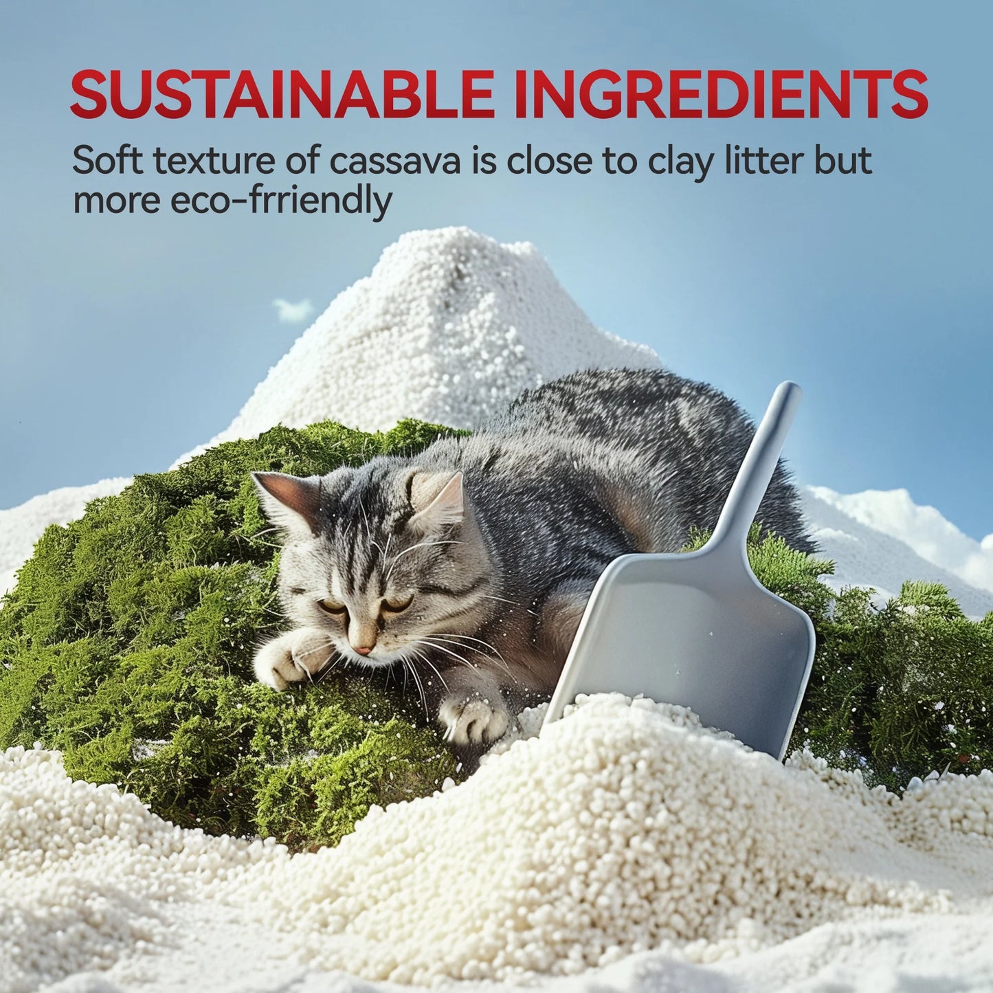 Natural Cassava Grain Cat Litter, 10Lb – Superior Clumping | Eco-Friendly | Low Dust | 24/7 Odor Control Cassava Kitty Litter, Unscented