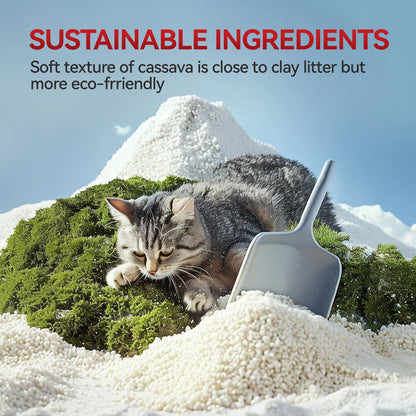 Natural Cassava Grain Cat Litter, 10Lb – Superior Clumping | Eco-Friendly | Low Dust | 24/7 Odor Control Cassava Kitty Litter, Unscented