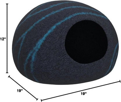 Cat Cave – Premium Felt Cat Bed for Indoor Cats, Handmade 100% Merino Wool (Large, Black Aqua)