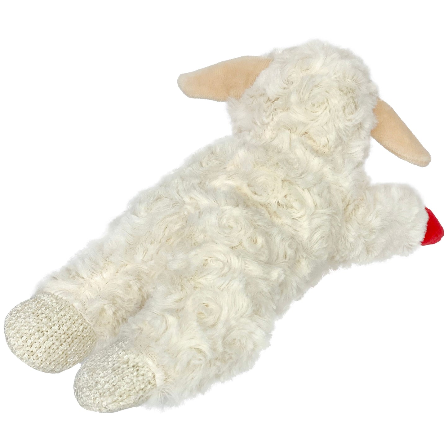 Plush Lamb Chop Squeaky Dog Toy, White with Red Paws, 10.5"