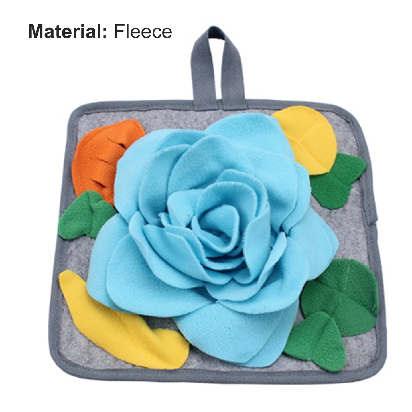 12 X 12 Rabbit Foraging Mat, Interactive Feed Game for Boredom, Flower Pattern Fleece Pet Snuffle Pad Bed Treat Dispenser for Rabbits Bunny Guinea Pigs Chinchillas Ferrets