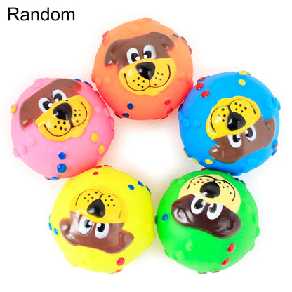 1PC Latex Dog Squeaky Toys Rubber Soft Dog Toys Chewing Squeaky Teething Toy Fetch Play Balls Toy for Puppy Small Medium Pets Dog Ball Bouncy Ball for Dogs Aggressive Chewers (Random Color)
