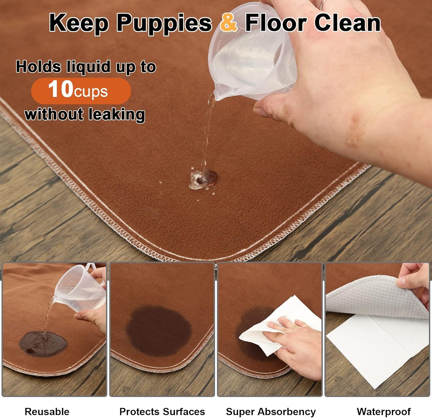 Reusable Pee Pads for Dogs + Pet Grooming Glove,Washable Pee Pads with Fast Absorbent Non-Slip Quick Dry,Whelping Pad for Playpen/Crate,Waterproof Puppy Potty Training Pads,Floor Mat for Pet