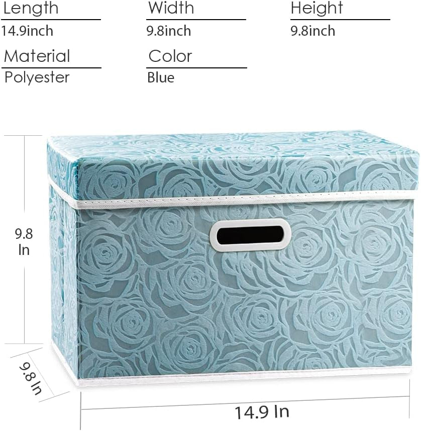 Collapsible Storage Cubes with Lids Fabric Decorative Storage Bins Boxes Organizer Containers Baskets with Cover Handles for Bedroom Closet Living Room 14.9X9.8X9.8 Inch 3 Pack