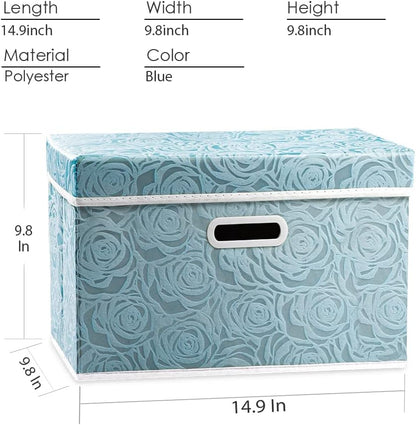 Collapsible Storage Cubes with Lids Fabric Decorative Storage Bins Boxes Organizer Containers Baskets with Cover Handles for Bedroom Closet Living Room 14.9X9.8X9.8 Inch 3 Pack