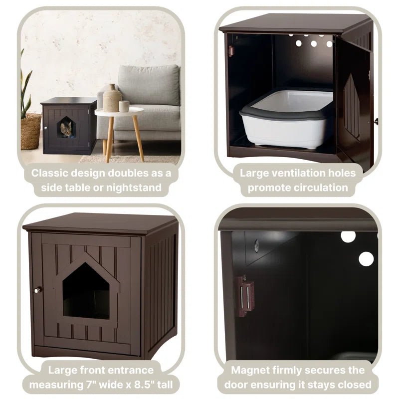 Small Cat Litter Box Enclosure Hide Litter Indoor Cat Home Cat Furniture Accent Table