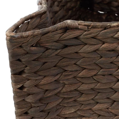 Brown Espresso 17.5 In. X 7 In. Wicker Hyacinth Cat Shaped Decorative Basket Storage Organizer Bin for Pet Toys