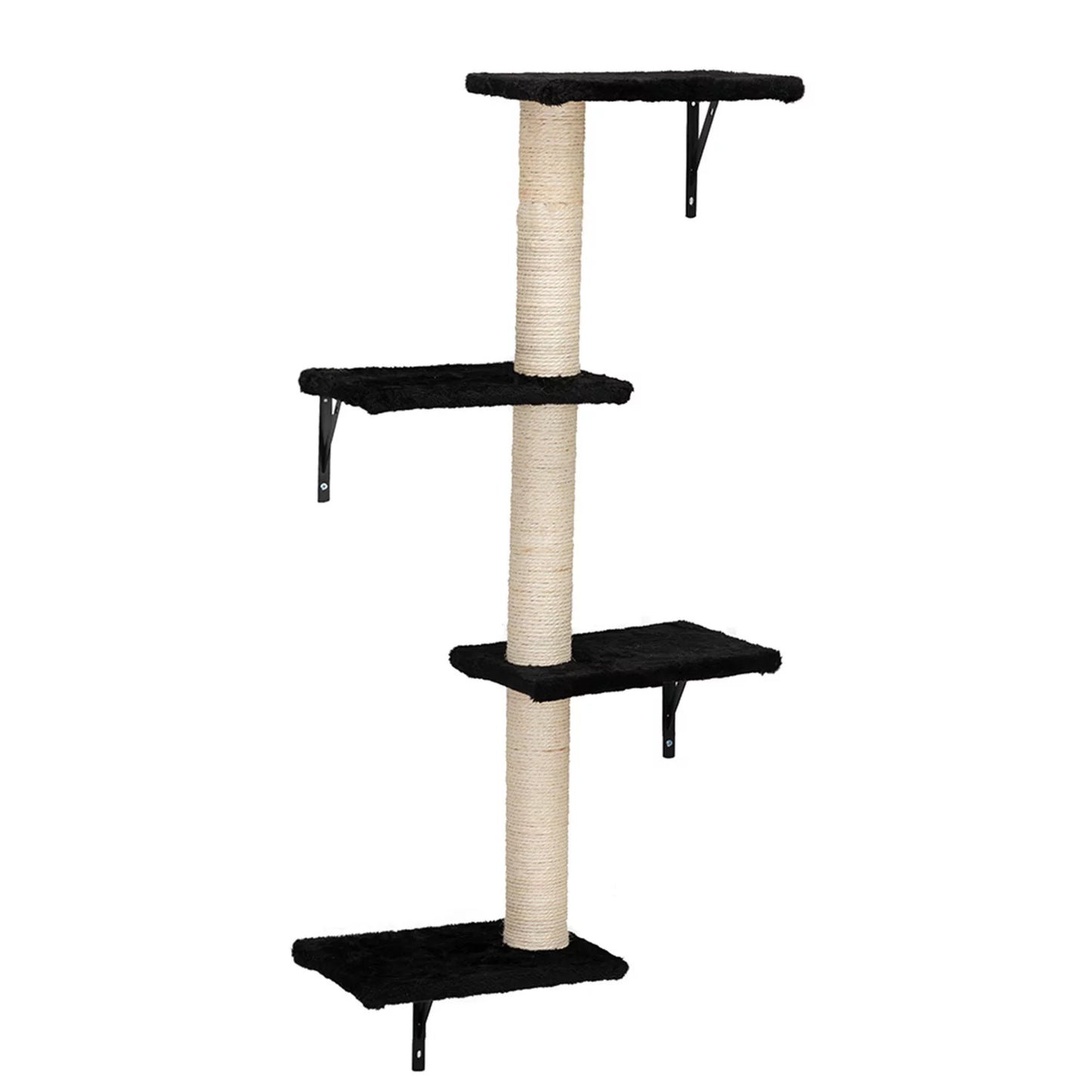 Cat Wall Shelves and Perches Set, Cat Tower for Adult Cats Mounted Cat Tree House for Indoor Cats Modern Furniture for Cat Sleeping Playing Lounging Climbing Cat Tree for Large, Black