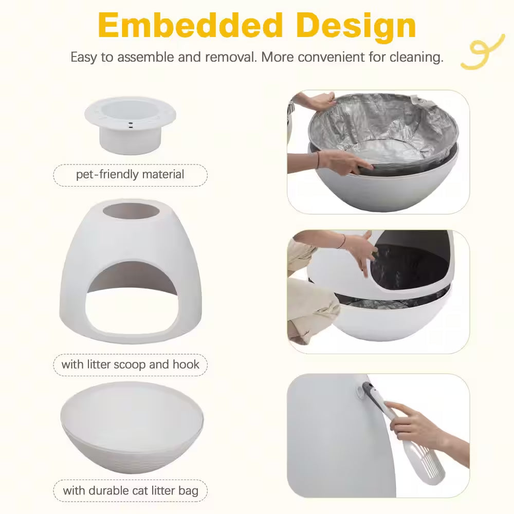 Cat Litter Box Plant Hidden with Smart Odor Removal System and Trap Mat