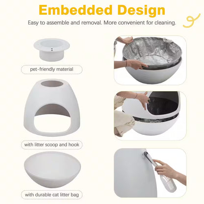 Cat Litter Box Plant Hidden with Smart Odor Removal System and Trap Mat