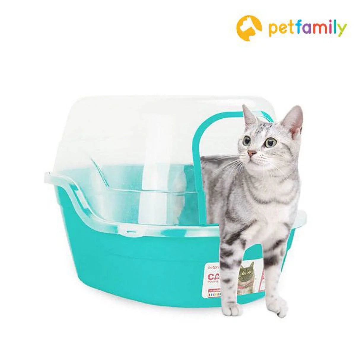 Extra Large Cat Litter Box, Color Teal, Jumbo Hooded, 24.8 X 20 X 16.5 In