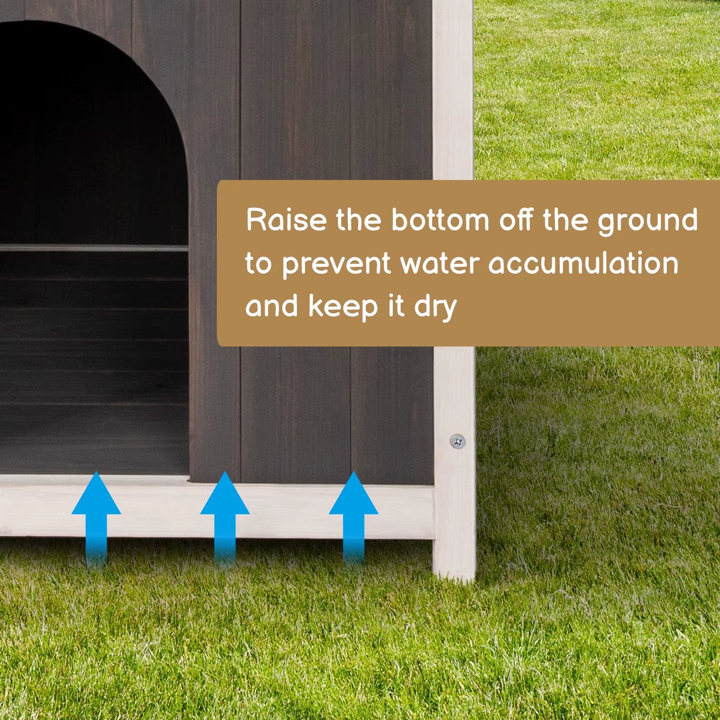 2-Story Wooden Feral Cat House Dog House for Outdoor and Indoor, Pet House with Stairs, Grey & White Large Cage Cat Villa Luxury