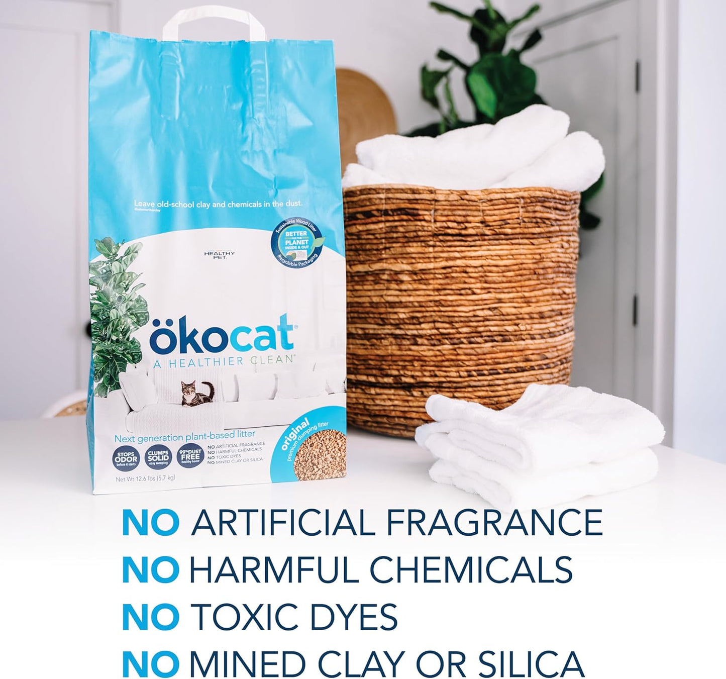 Original Wood Clumping Cat Litter, Unscented, 13.2 Pounds - Natural Ingredients, Stops Odor, Clumps Solid, 99% Dust Free, Great for All Cats