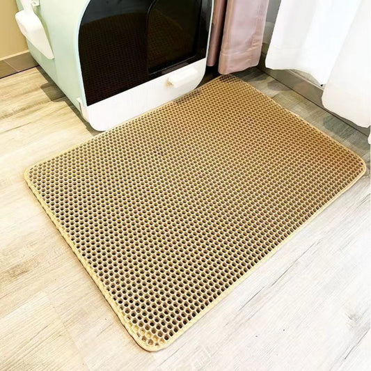 Double-Layer Filtration Cat Litter Mat Nonslip Waterproof Cat Mat Pet Clean Litter Mat Cat Toilet Mat Pet Clean Litter Box Mat