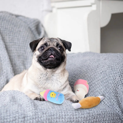 12PCS Dog Squeaky Toys Cute Cartoon Dog Teething Toy Pet Plush Toy for Puppies