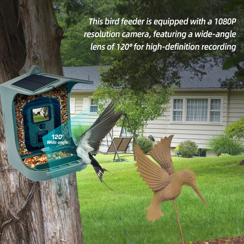 Solar Powered 1080P Wireless Wifi Smart Bird Feeder Camera Waterproof Bird Watching Camera Hunting Camera Trail Camera