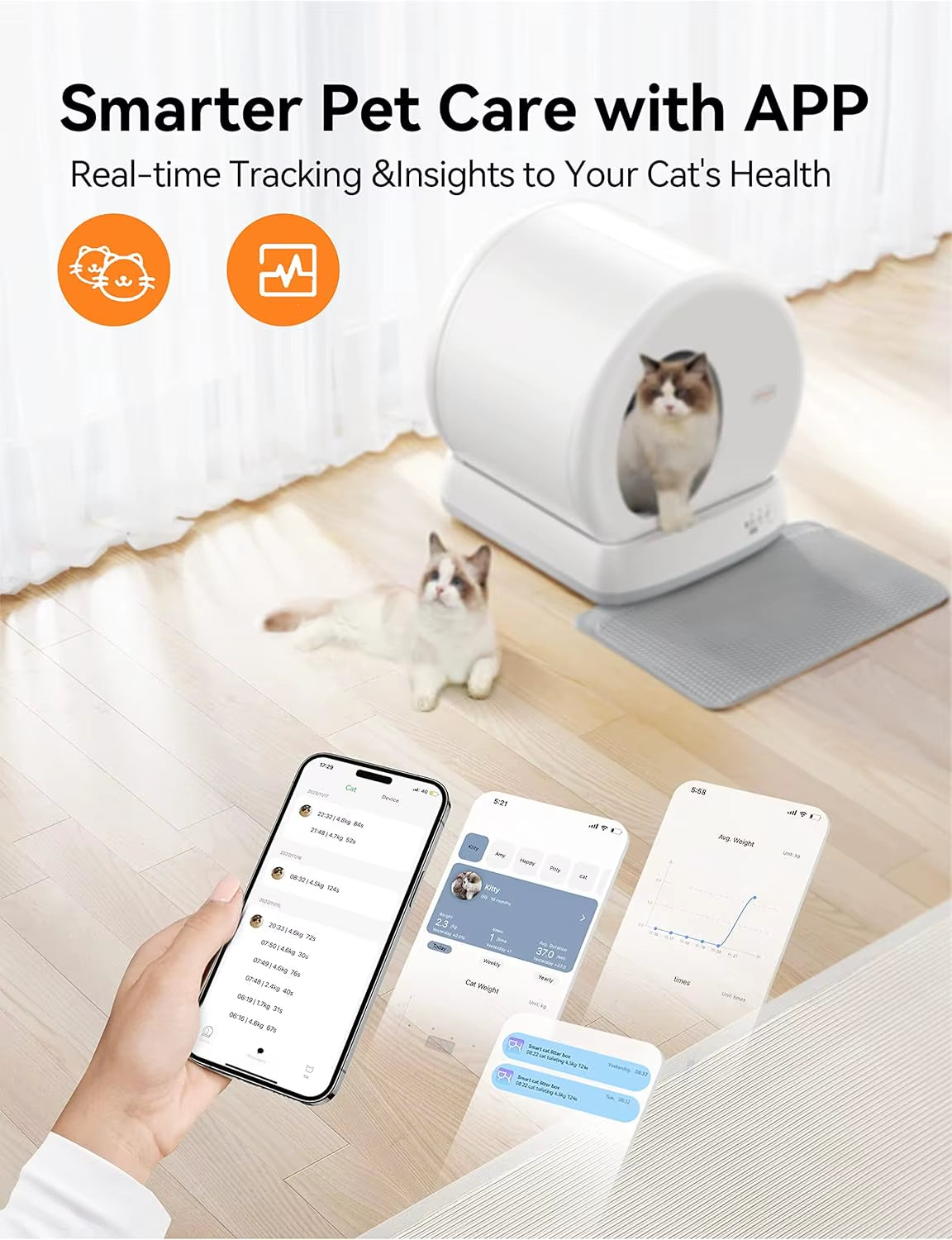 Christmas.Meowant Self-Cleaning Cat Litter Box, Integrated Safety Protection Automatic Cat Litter Box for Multi Cats,
