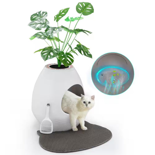 Cat Litter Box Plant Hidden with Smart Odor Removal System and Trap Mat