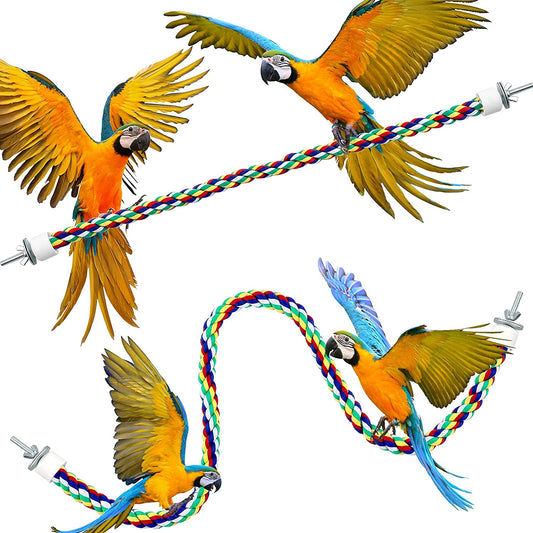 2 Pcs Bird Rope Perches Climbing Rope Bird Cage Accessories for Parrots, Parakeets, Cockatiels, Conures