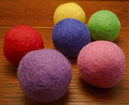 Wool Cat Balls - Safe Silent Felt Ball Toys - Fun Colorful Soft Quiet Wool Kitty