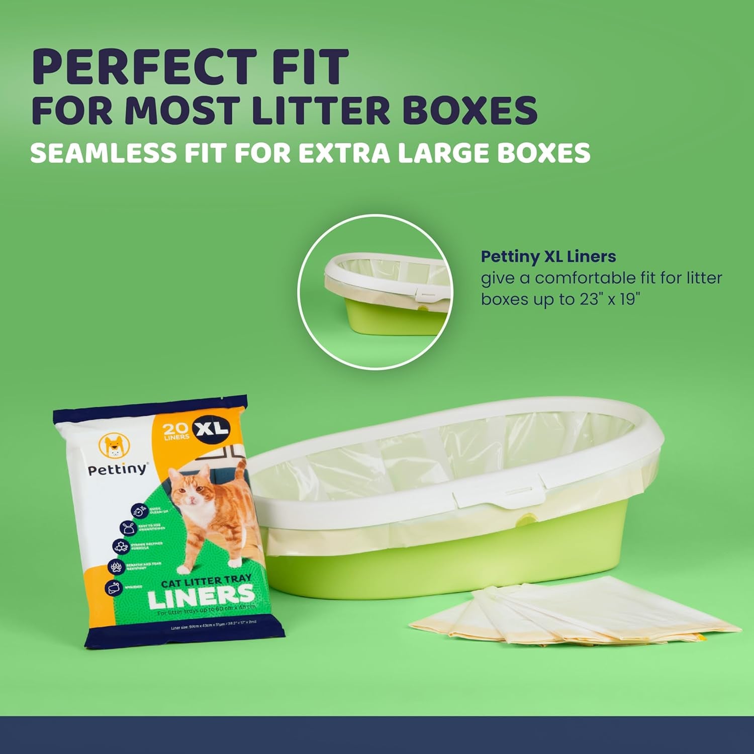 20 XL Cat Litter Box Liners with Drawstrings - Scratch Resistant Cat Litter Bags for an Extra Large Litter Pan